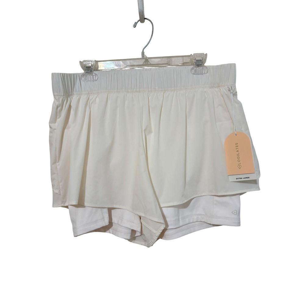 Blogilates Ruffle Shorts Sugar Swizzle Cream White Running Yoga XL New